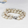 925 Sterling Silver Freshwater 9-10mm Coin Pearl Bracelet Wholesale